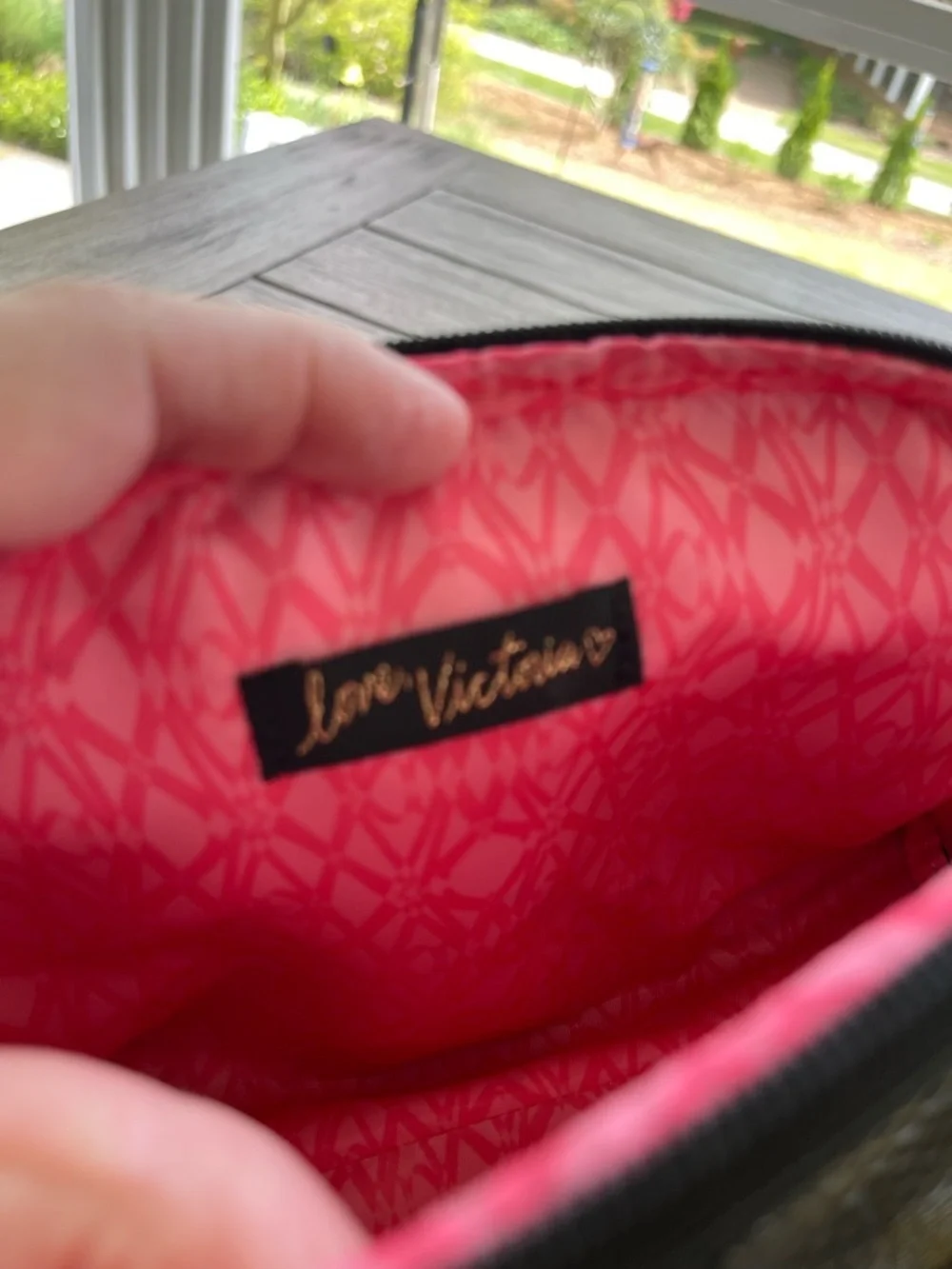 Victoria's Secret Black Textured Cosmetic Pouch with Insect Embellishments